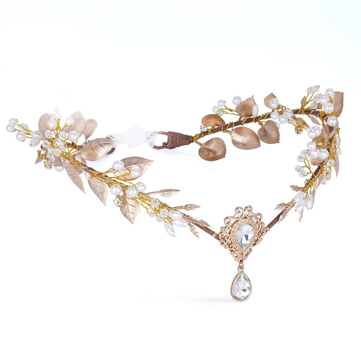 MOSTORY Gold Fairy Flower Headband Renaissance Leaf Crown