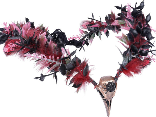 MOSTORY Dark Raven Witch Crown - Flower Gothic Feather Headpiece