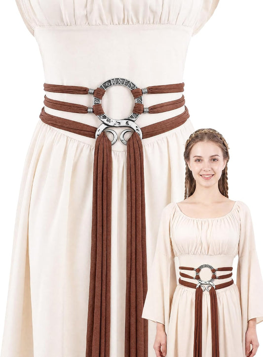 MOSTORY Medieval Renaissance Woven Belt with Rune Buckle