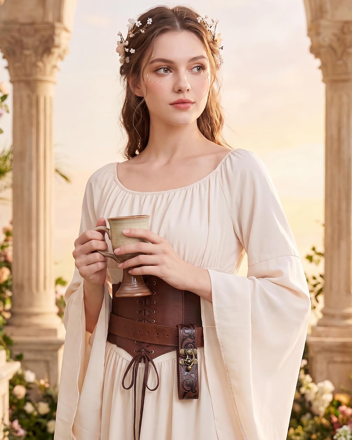 MOSTORY Brown Medieval Celtic Mug Holder for Cosplay