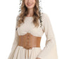 MOSTORY Black Corset Belt & Flower Antler Headband Set
