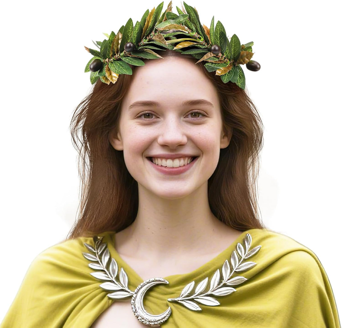 MOSTORY Gold Green Olive Leaf Laurel Wreath Headpiece