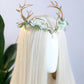 MOSTORY Antlers Headpiece Elf Crown with Flowers & Gemstones