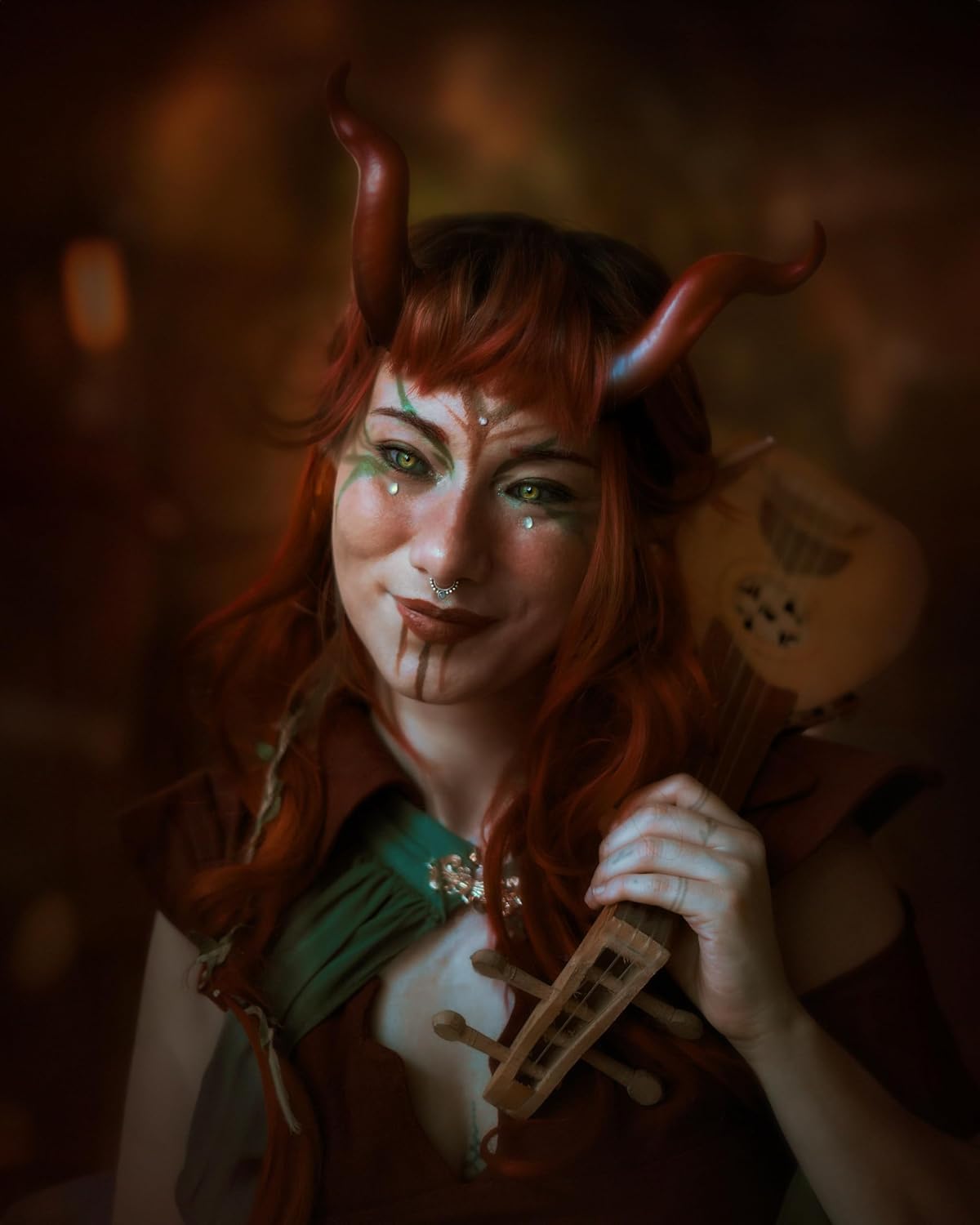 Brown Demon Horn Headband with Clips for Cosplay
