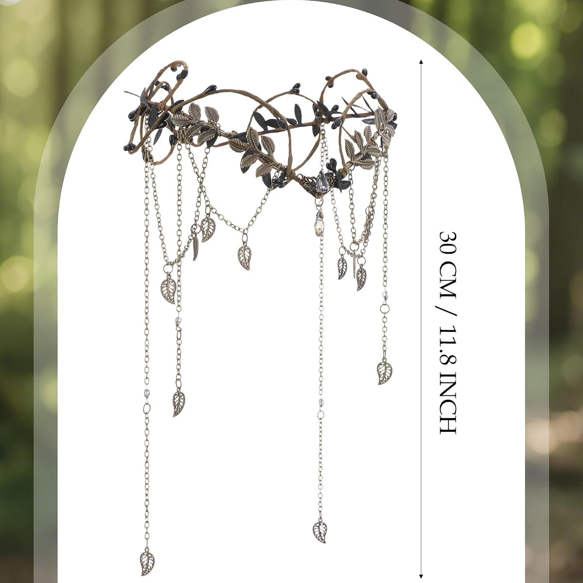 MOSTORY Viking Fairy Elf Crown with Tassel & Gemstone