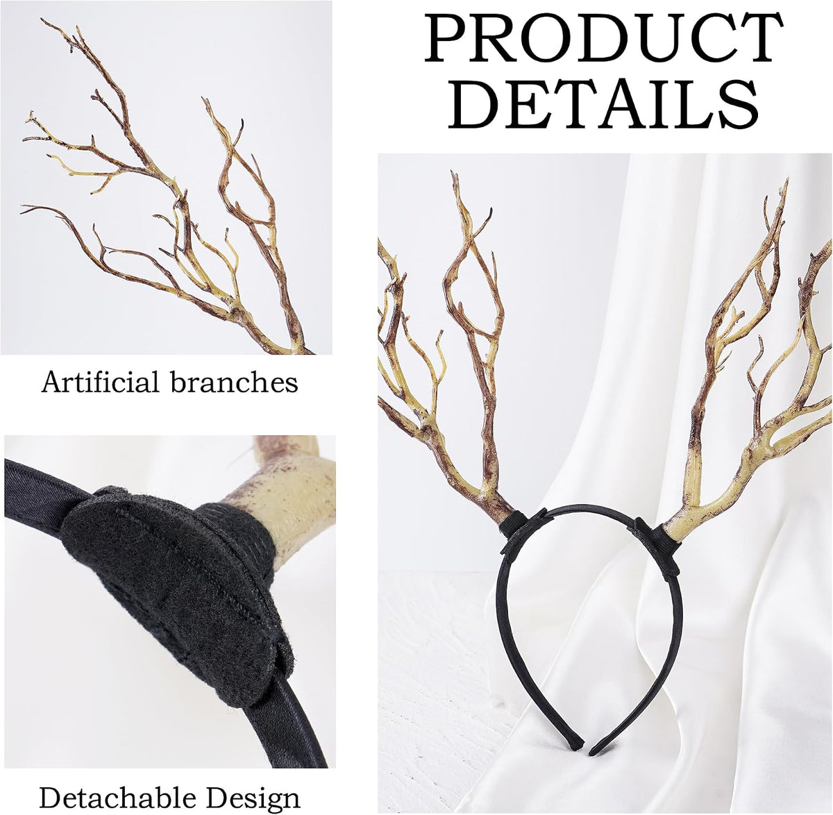 MOSTORY Antler Horns Branch Headband for Woodland Fairy Costume