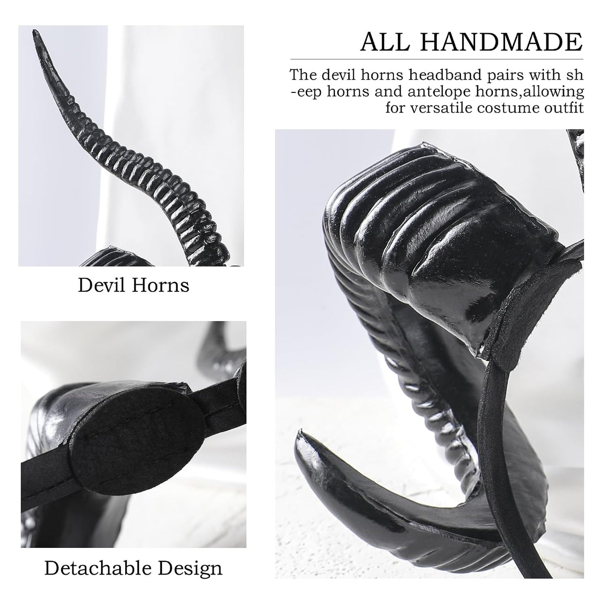 MOSTORY Detachable Black Sheep and Antelope Horn Headband