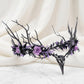 MOSTORY Gothic Flower Raven Crown, Goth Elf Circlet with Branch
