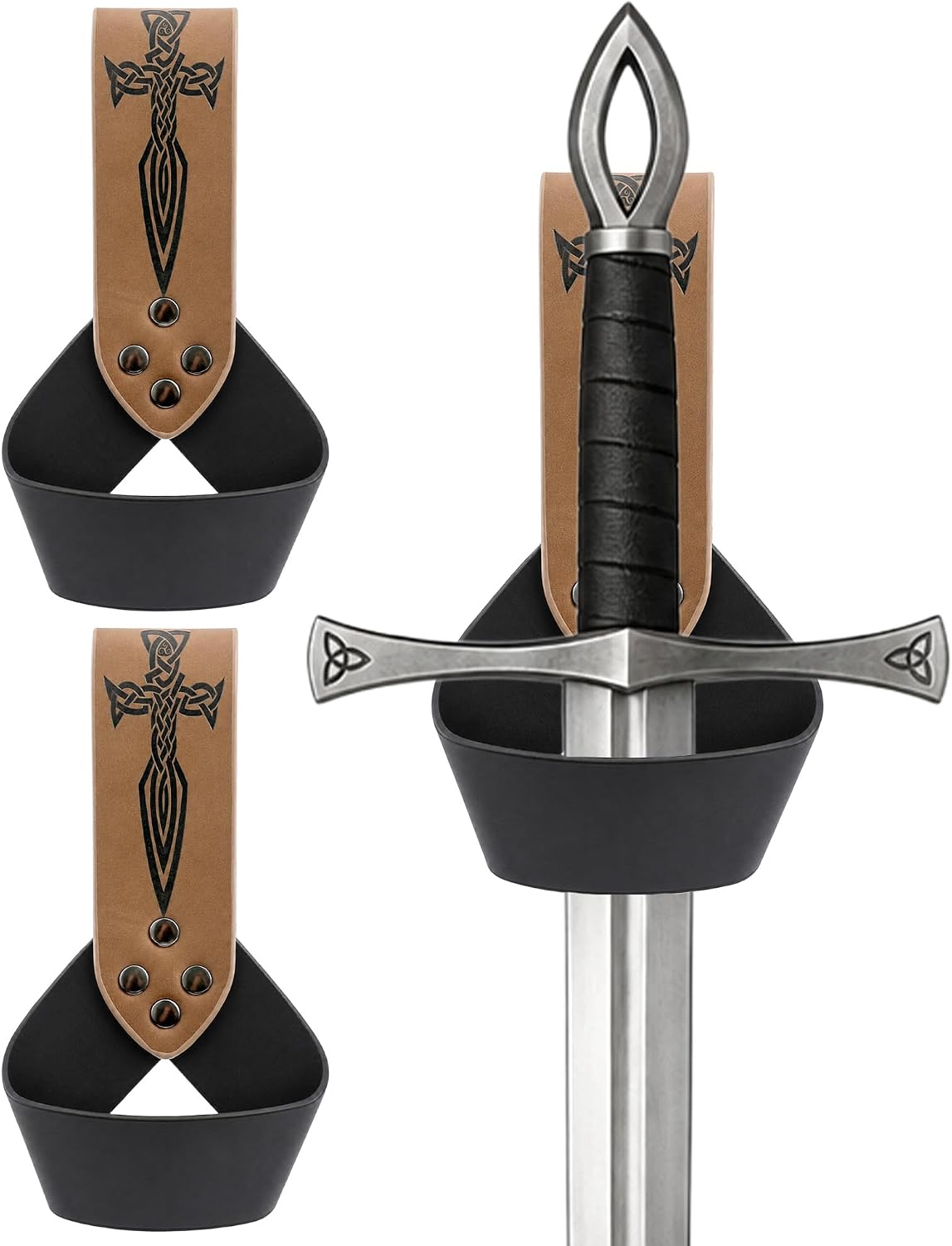 Renaissance Leather Sword Frog Holster 2 Pcs for Renfaire Cosplay