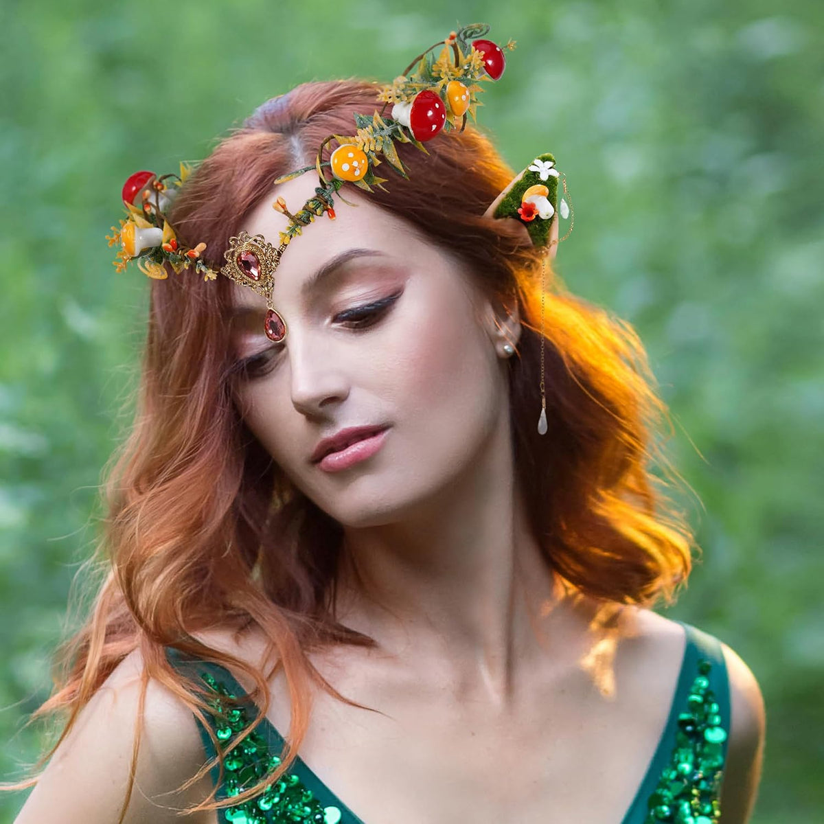MOSTORY Renaissance Mushroom Crown & Elf Ears Set