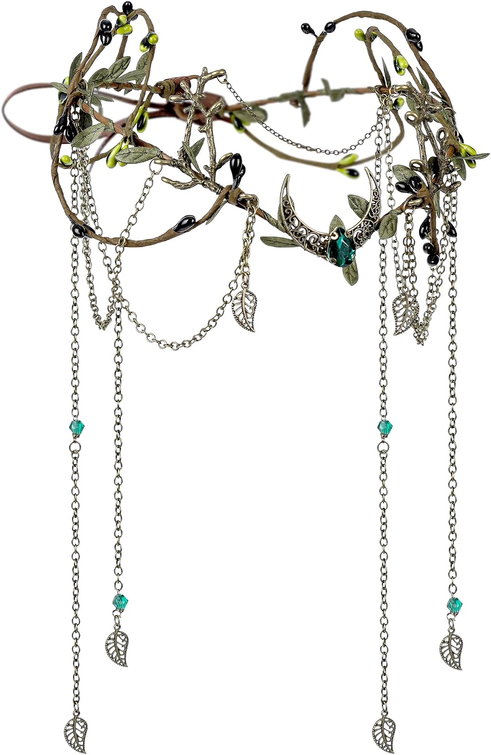 Medieval Woodland Fairy Crown - Flower Elf Headpiece with Tassel