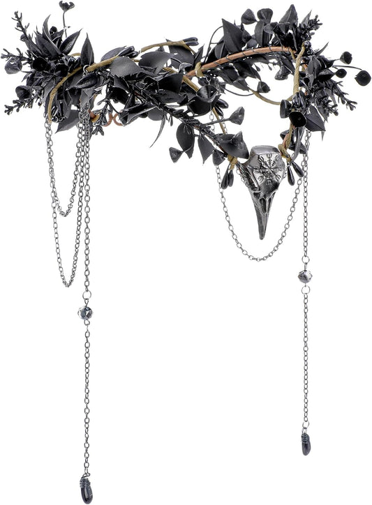 MOSTORY Gothic Crow Headpiece Witch Crown for Women