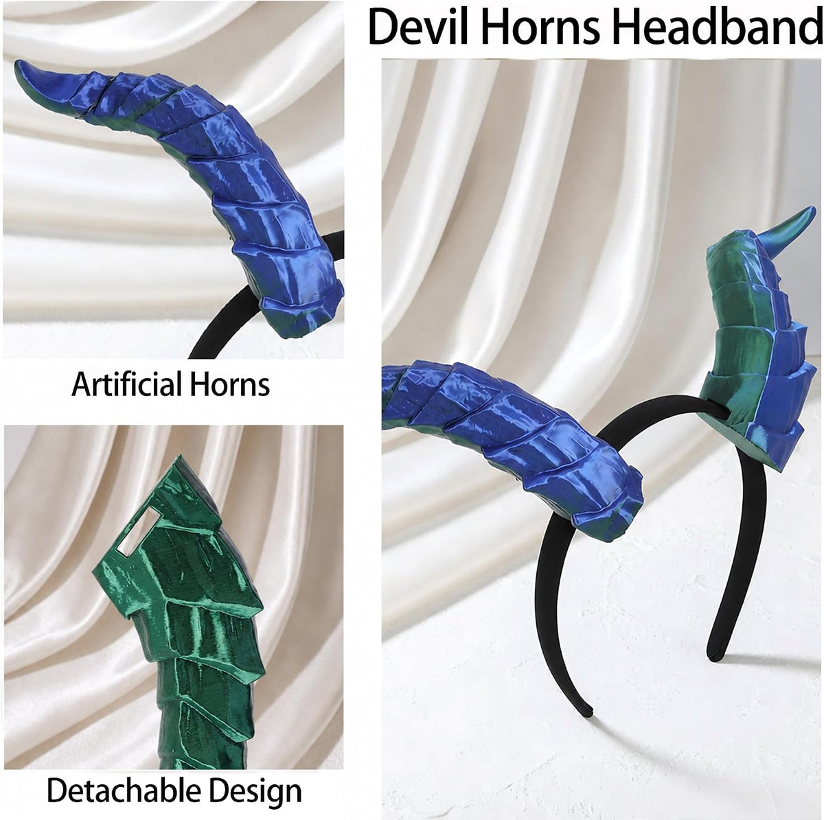 MOSTORY 3D Black Bronze Devil Horns Headband