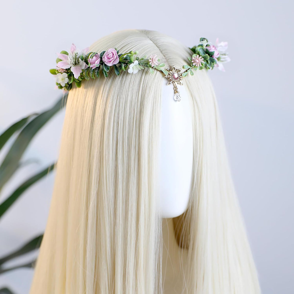 MOSTORY Pink Floral Fairy Crown – Woodland Elf Circlet