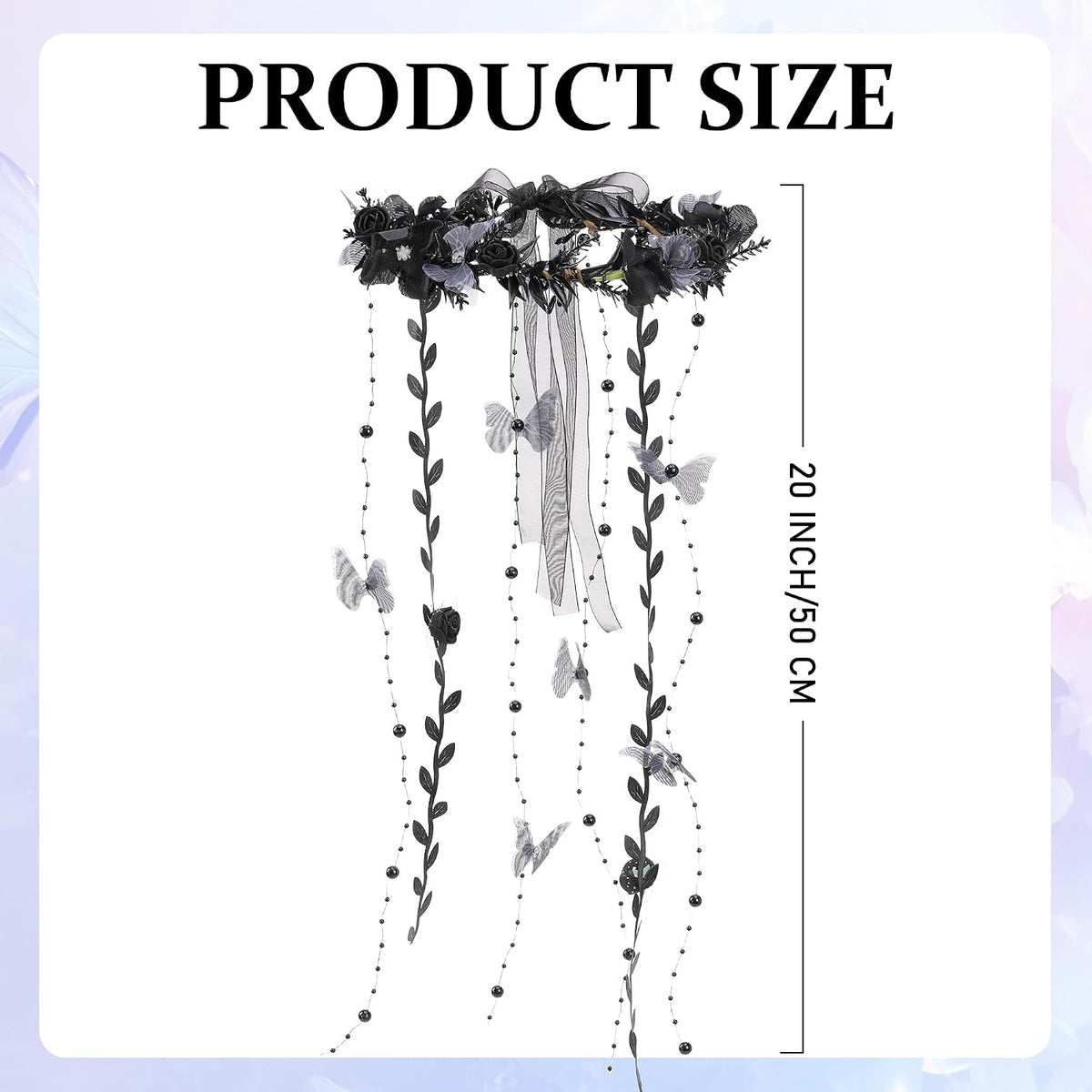 MOSTORY Gothic Elf Flower Wreath Headband – Black Witch Headpiece