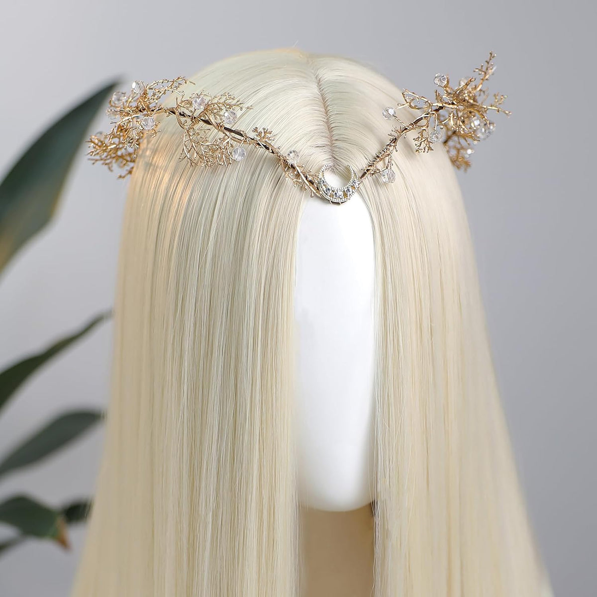 MOSTORY Gold Fairy Flower Crown - Renaissance Elf Circlet