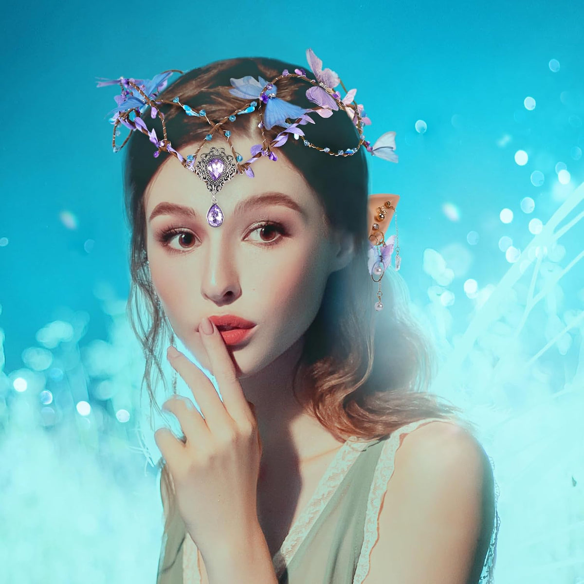 MOSTORY Butterfly Fairy Crown & Elf Ears Set