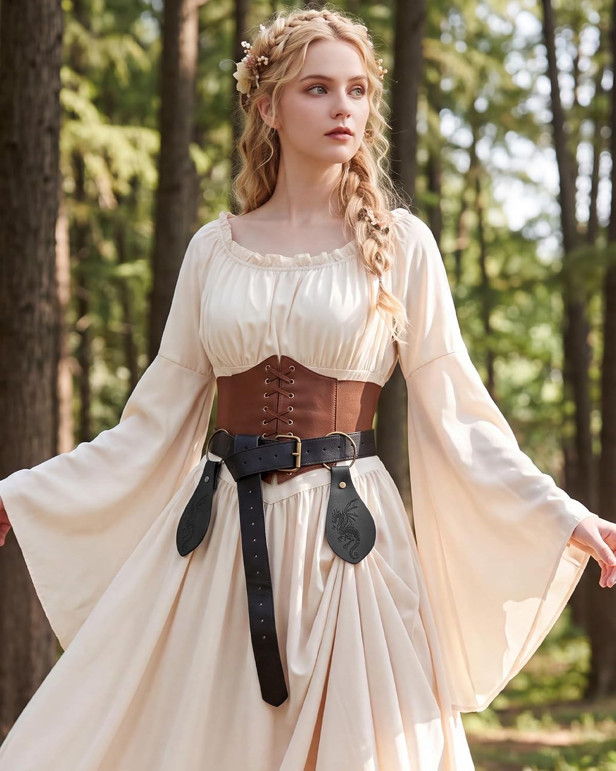 MOSTORY Brown Medieval Skirt for Women – Renaissance Dragon Cosplay