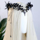 Gothic Witch Crown for Women, Elf Headpiece with Tassel & Raven