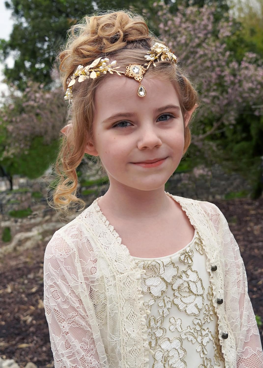 MOSTORY Gold Fairy Flower Headband Renaissance Leaf Crown