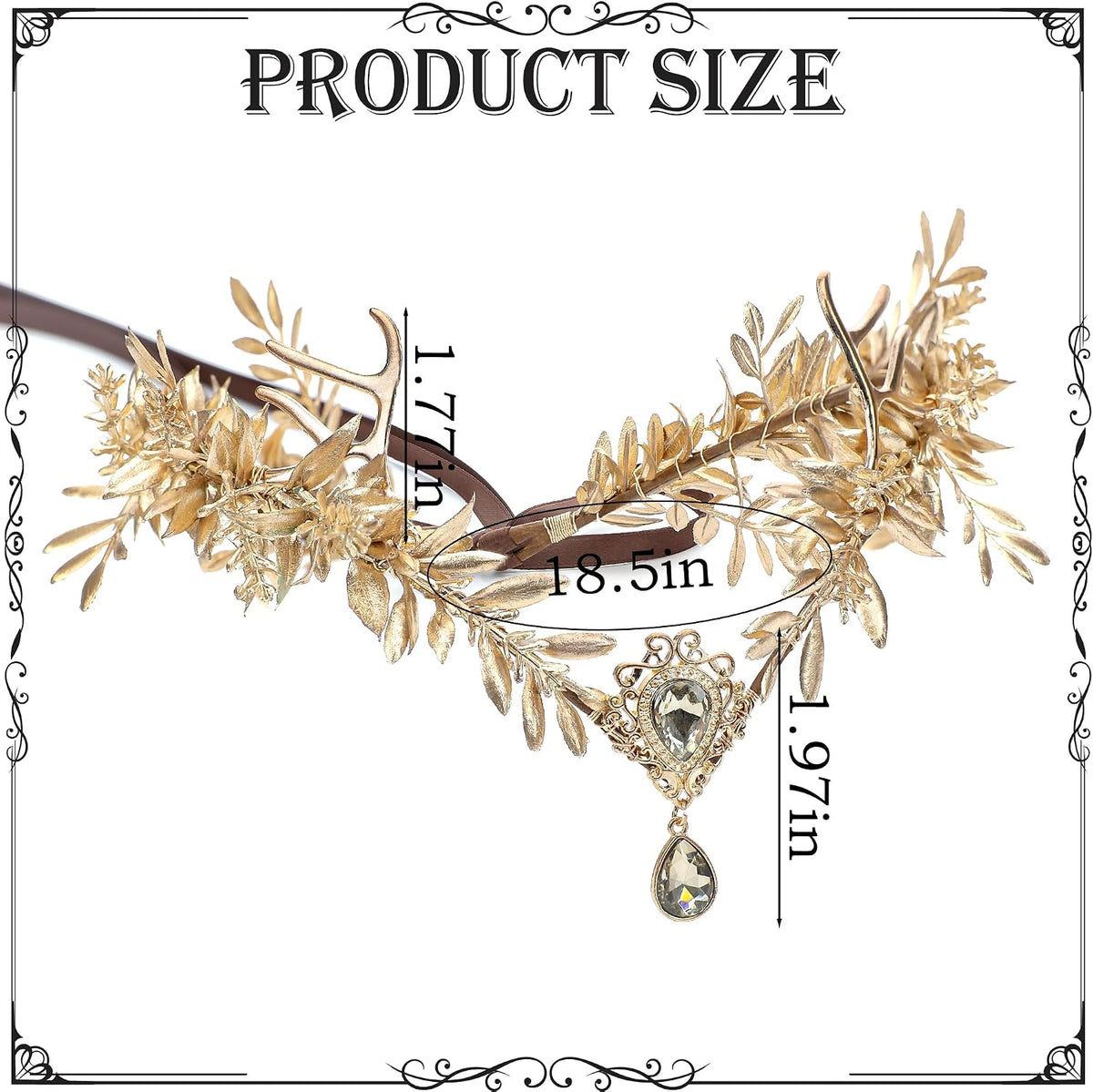 MOSTORY Gold Fairy Flower Crown - Floral Antler Renaissance Headpiece