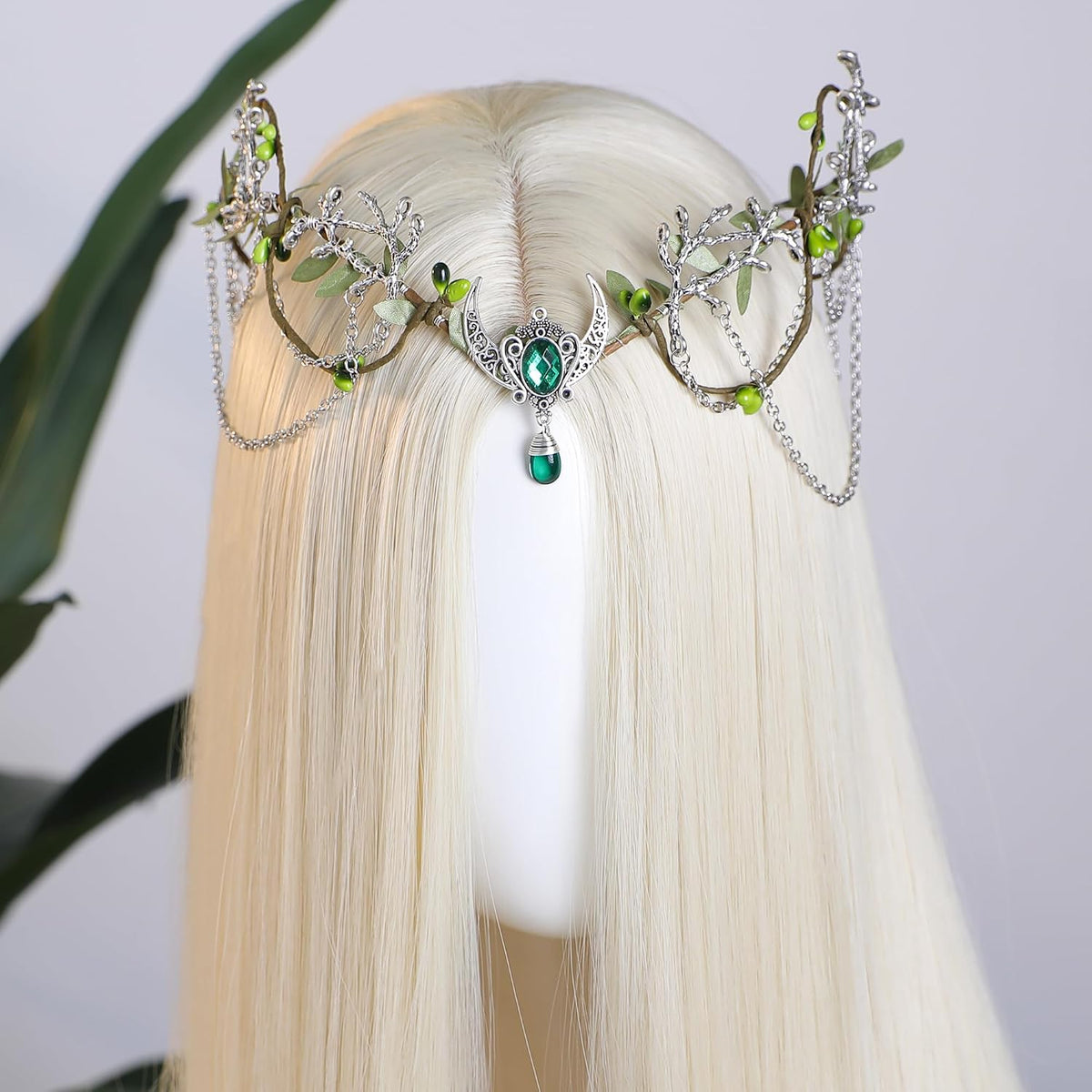MOSTORY Medieval Elf Headpiece Gold Woodland Fairy Crown with Tassel