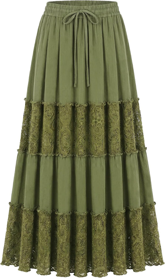 MOSTORY Green Renaissance Layered Lace Renfaire Skirt