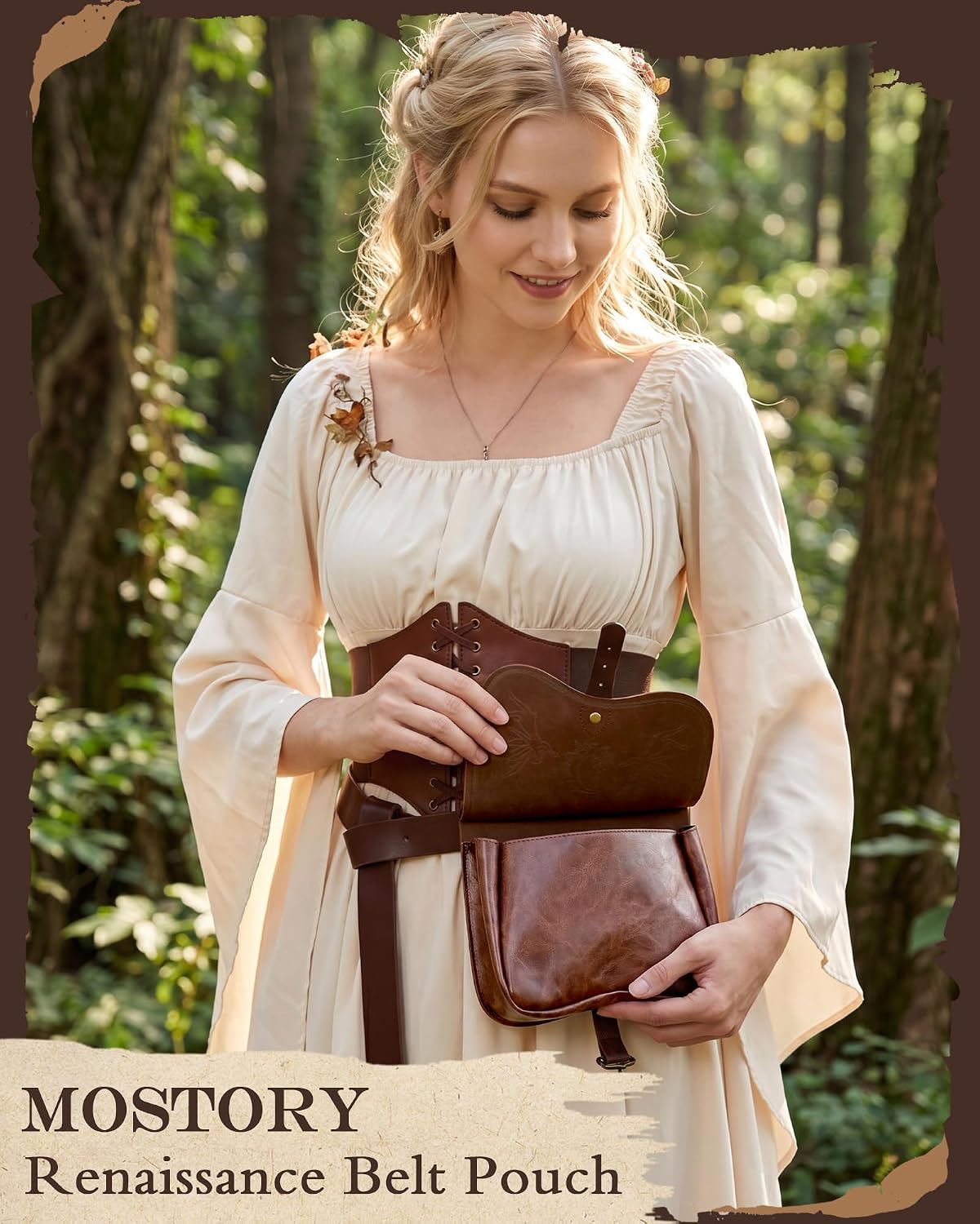 Medieval Renaissance Belt Pouch – Brown Leather Renfaire Bag