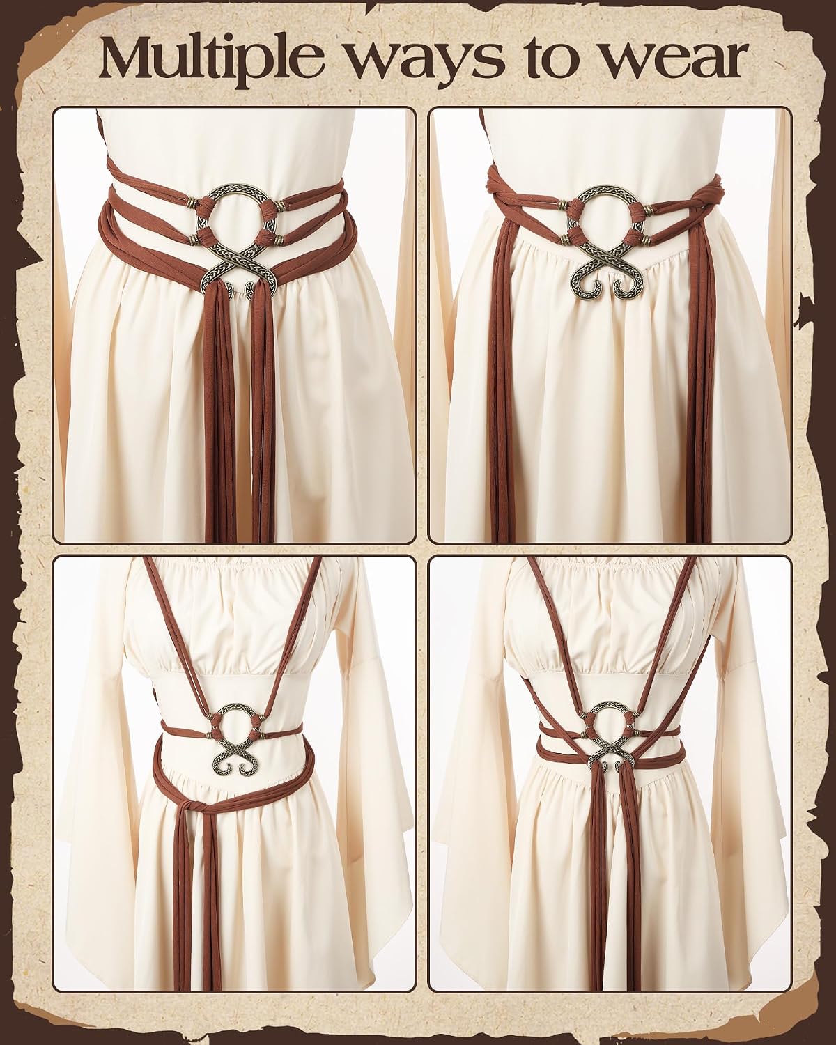 Medieval Woven Cloth Belt with Bronze Cross Buckle