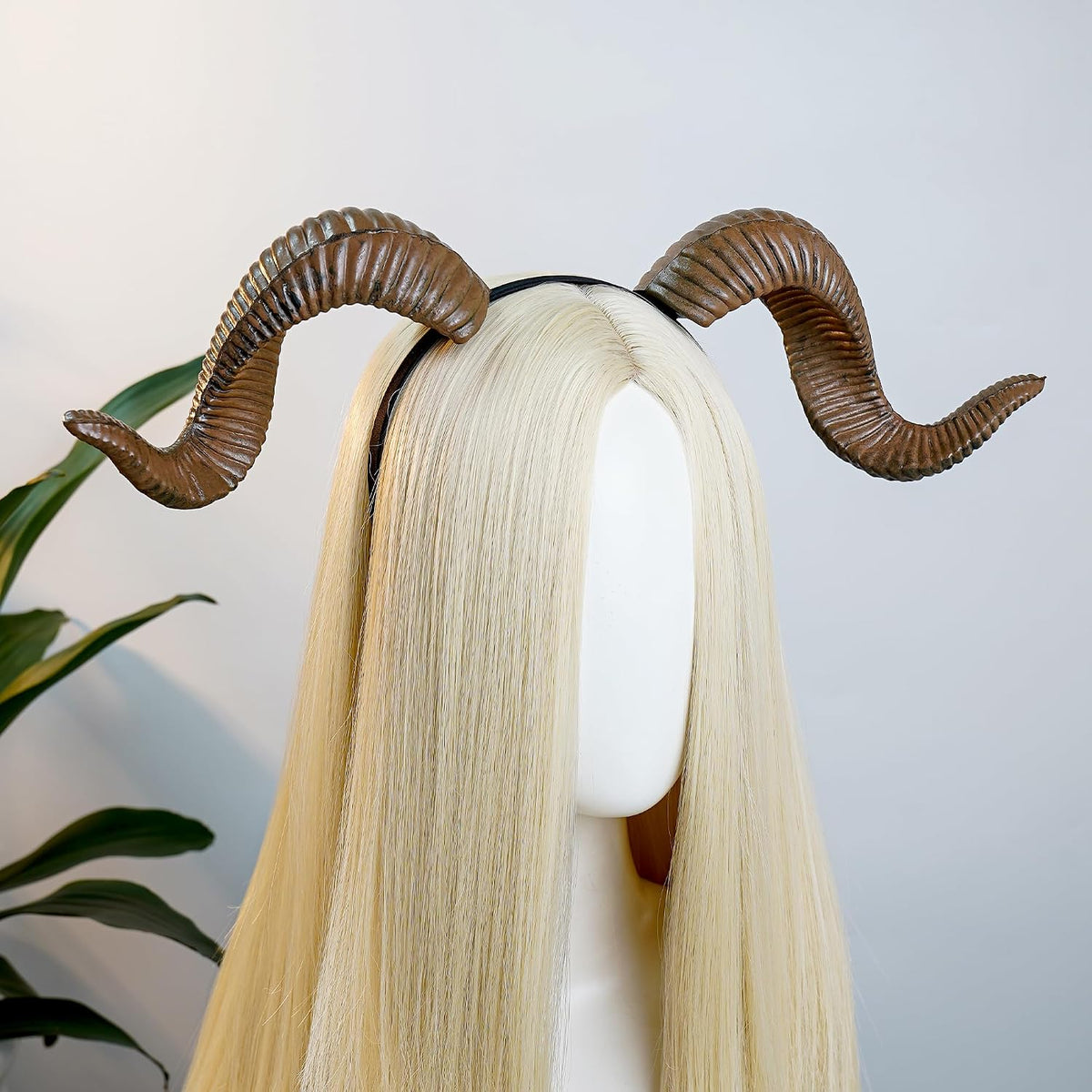 MOSTORY Brown Goat Devil Horns Headband for Cosplay & Halloween