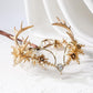 MOSTORY Antlers Headpiece — Forest Elf Crown with Flowers