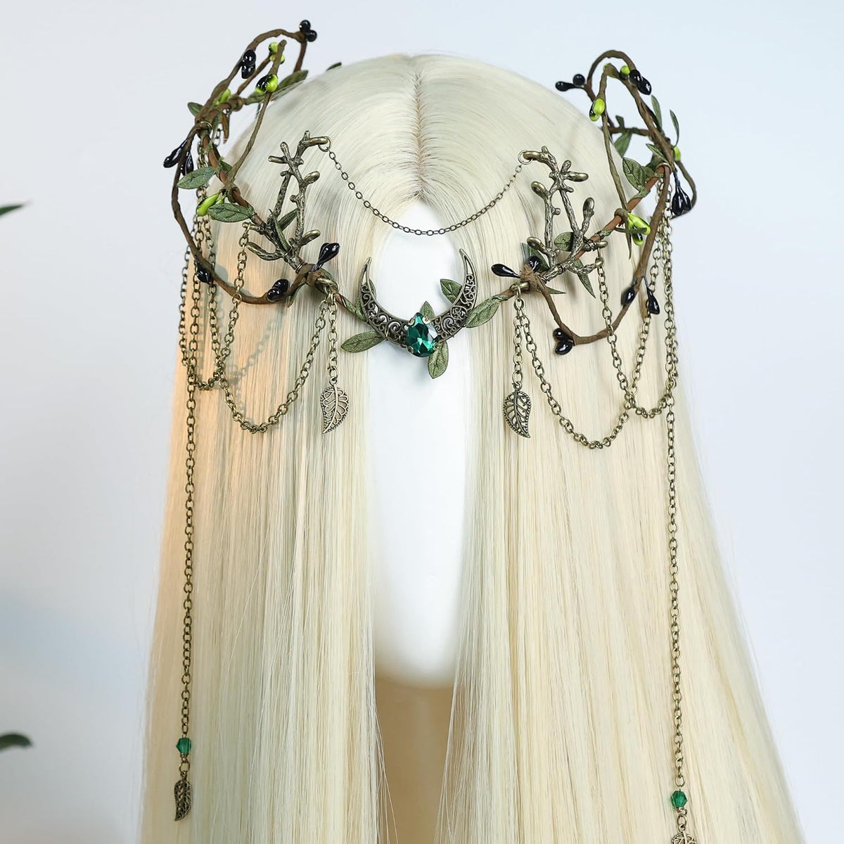 Medieval Woodland Fairy Crown - Flower Elf Headpiece with Tassel