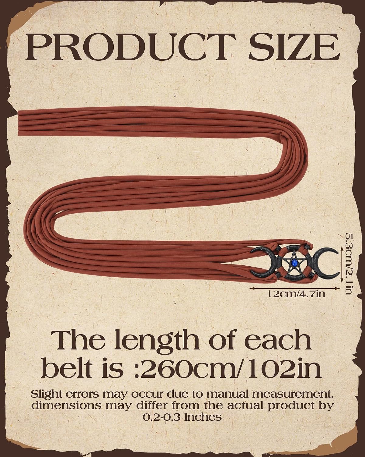 MOSTORY Medieval Woven Cloth Belt with Moon Buckle