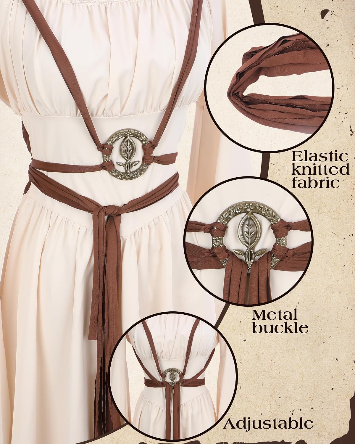 Black Leaf Renaissance Belt for Women