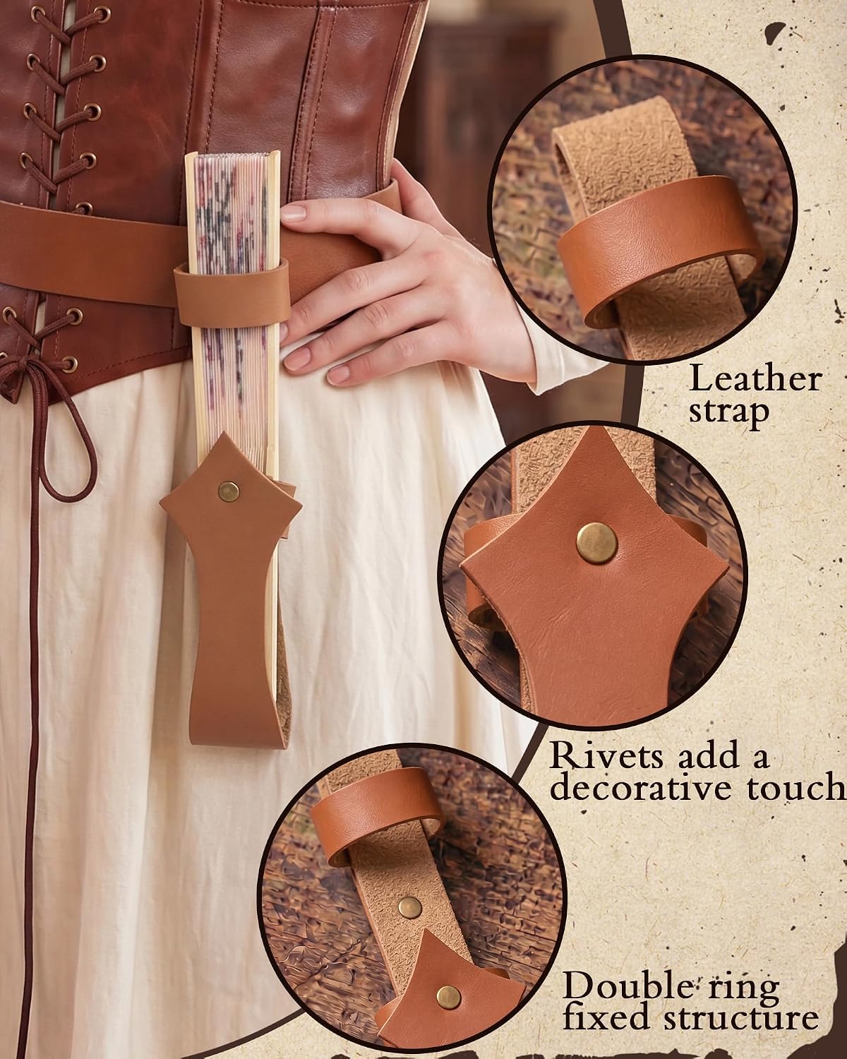 MOSTORY Renaissance Leather Fan Holster - Brown