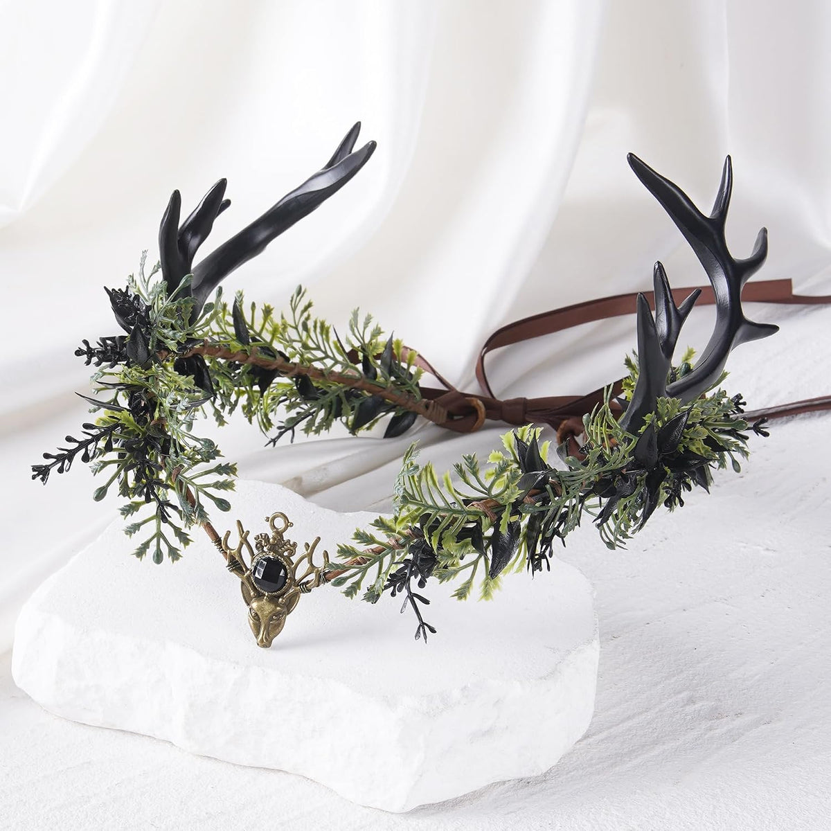 MOSTORY Blue Flower Antler Crown - Dark Elf Renaissance Circlet