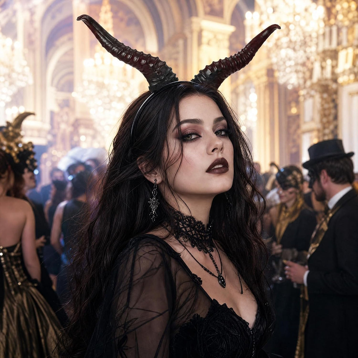 MOSTORY Black Gothic Devil Horns Headband, 20cm Detachable
