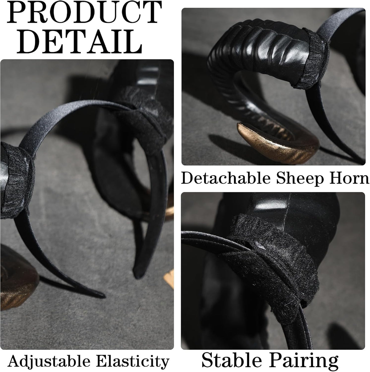 MOSTORY Black Red Devil Sheep Horns Headband Halloween Cosplay