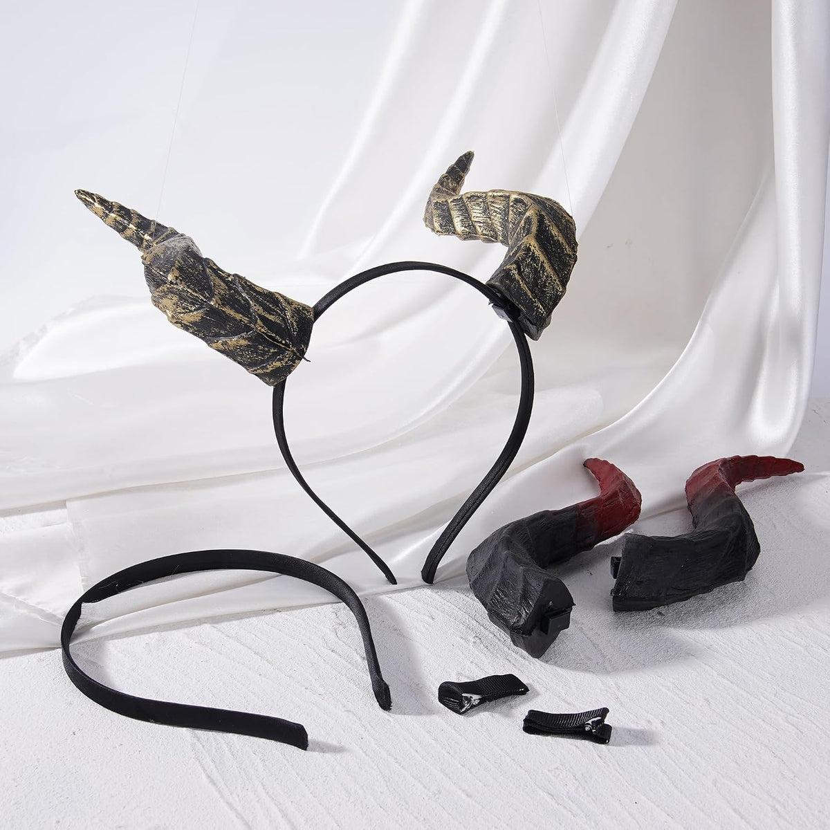 Black Dragon Horns Headband – Detachable Devil Horns for Cosplay