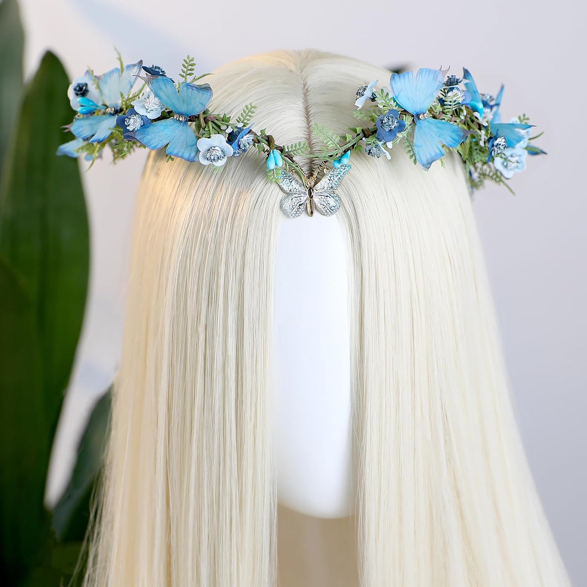 MOSTORY Purple Butterfly Fairy Crown & Elf Ear Cuffs Set