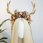 MOSTORY Purple Flower Deer Antler Headband with Vines