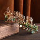 MOSTORY Renaissance Forest Fairy Leaf Crown Gold Green Elf Headpiece
