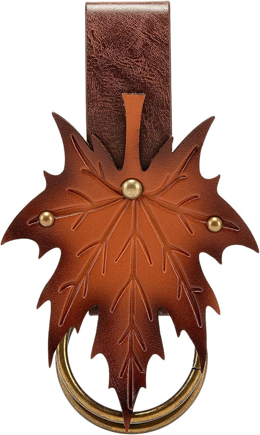 MOSTORY Leather Skirt Hikes with Maple Leaf Double Buckle Belt
