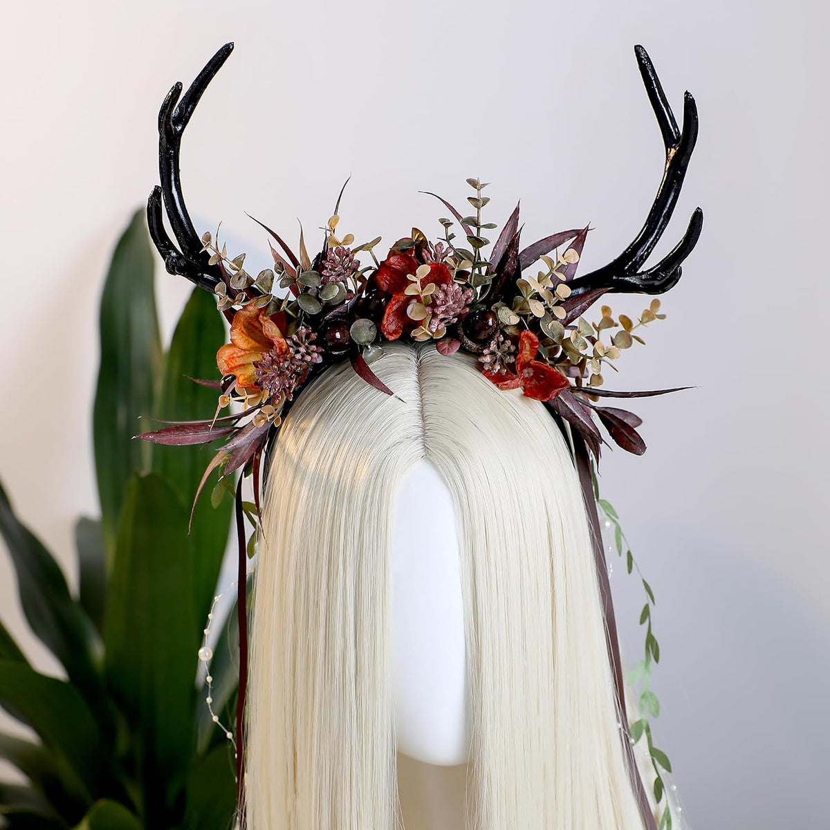 MOSTORY Flower Antlers Forest Fairy Deer Horns Headband