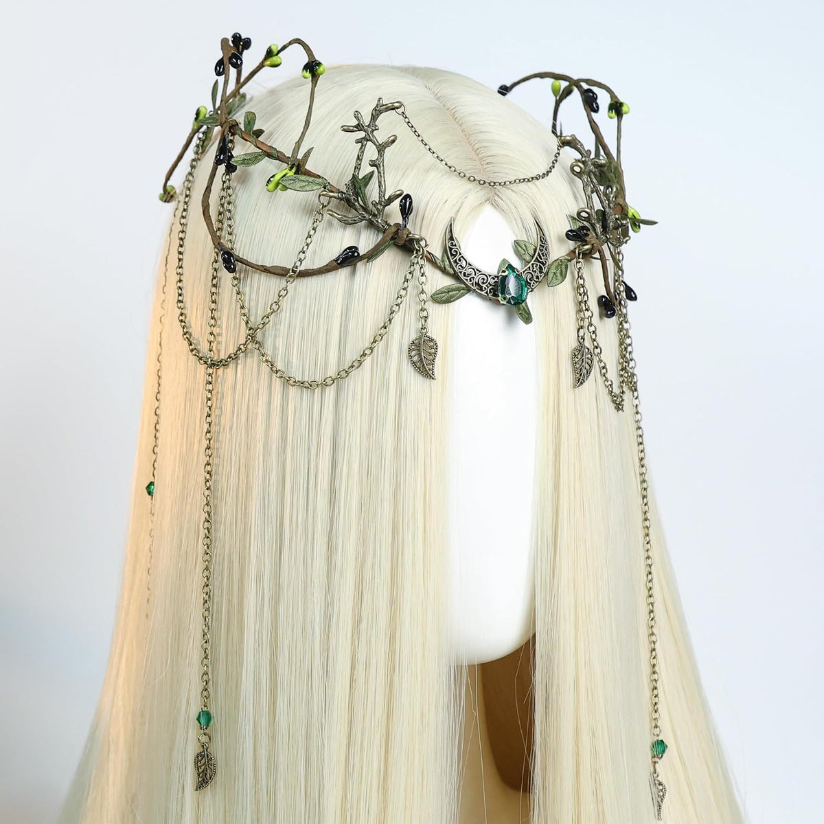 Medieval Woodland Fairy Crown - Flower Elf Headpiece with Tassel