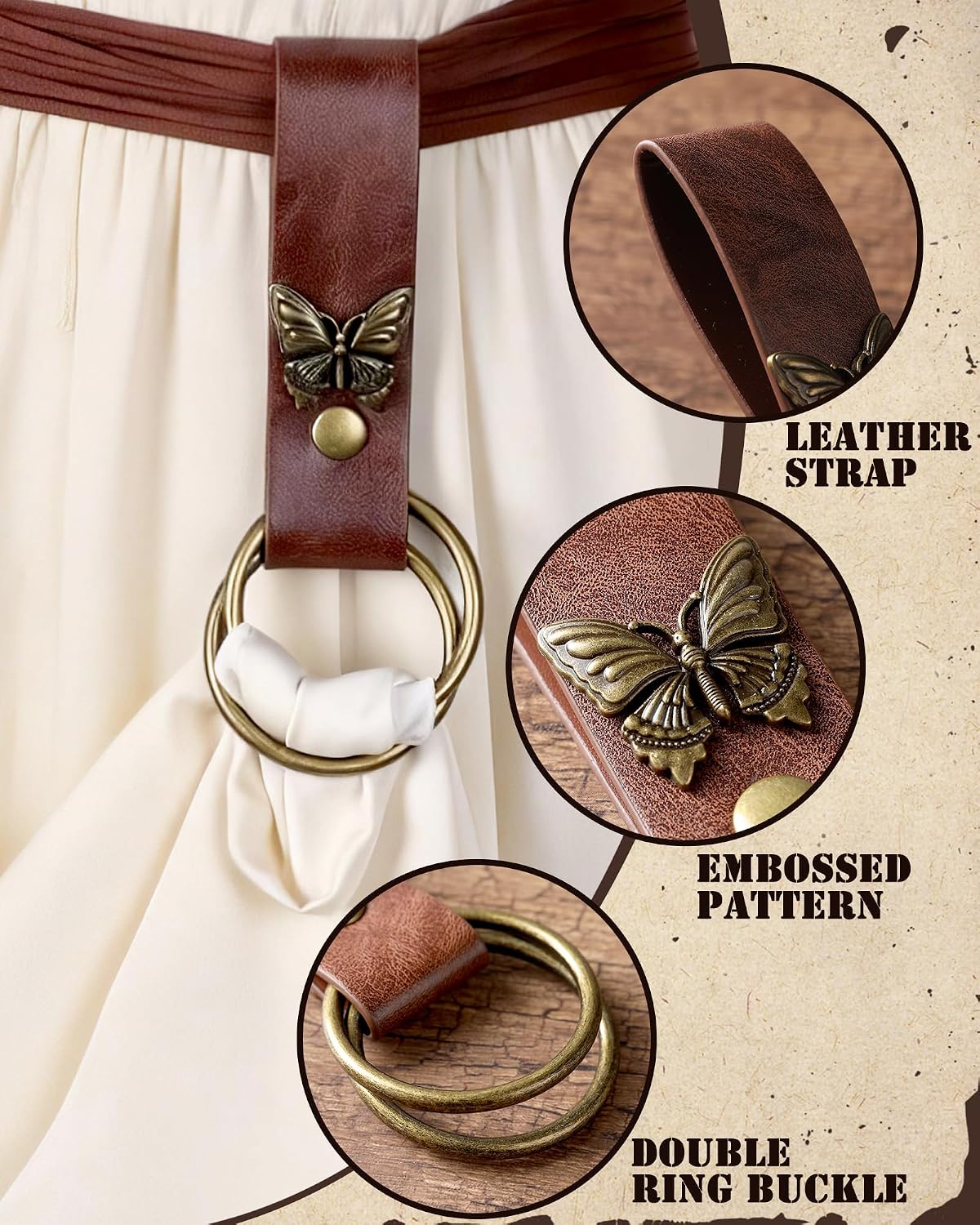 MOSTORY 2 Pcs Brown Viking Renaissance Skirt Hike
