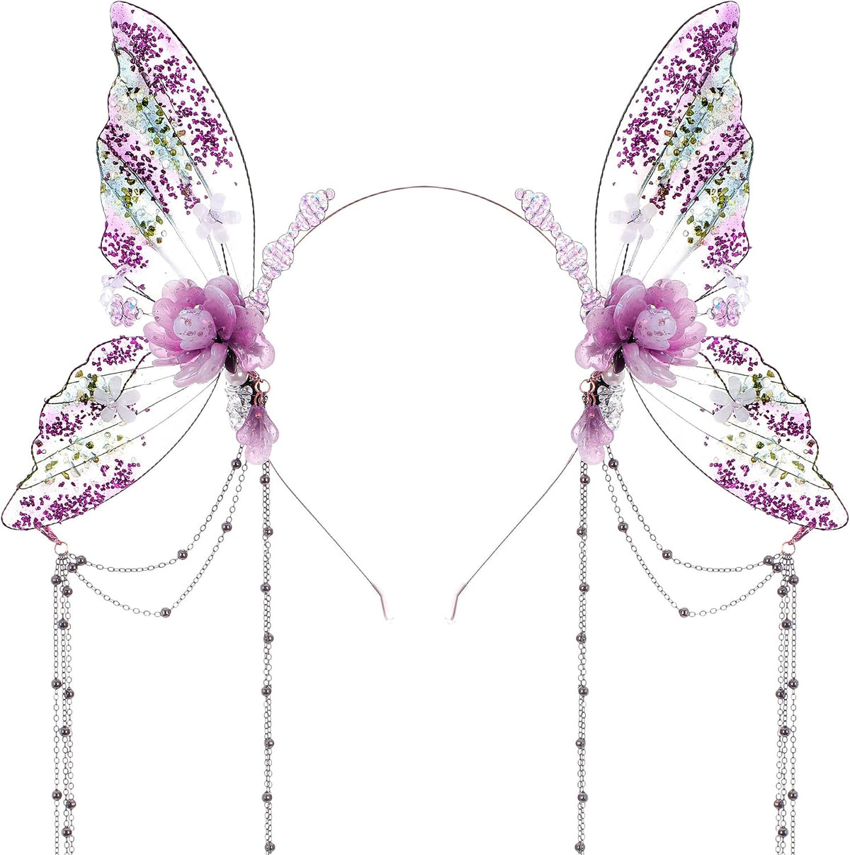 Flower Butterfly Fairy Headband with Tassel