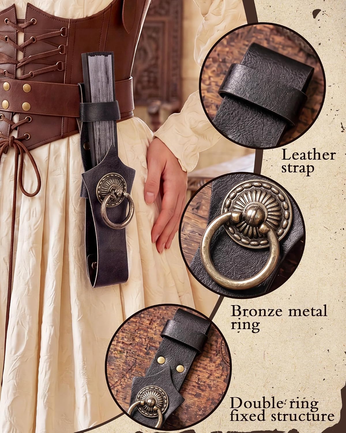 Renaissance Leather Fan Holster for Renfaire & Cosplay
