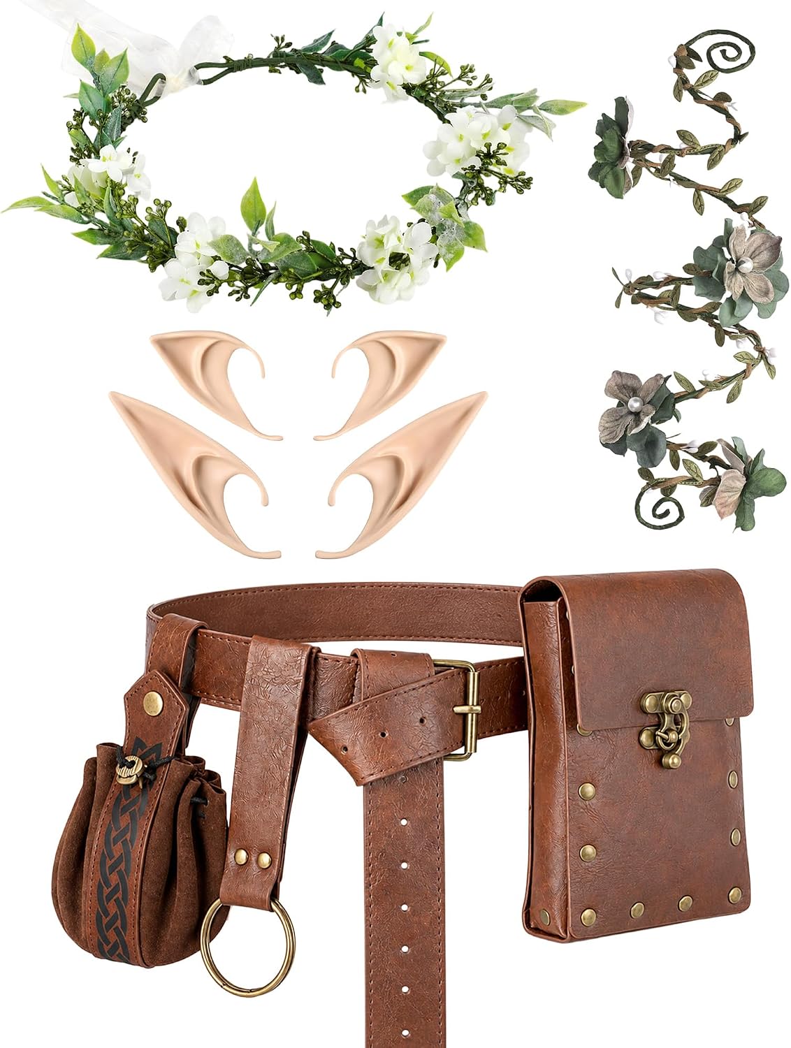 MOSTORY 8-Piece Brown Renaissance Accessory Set for Women