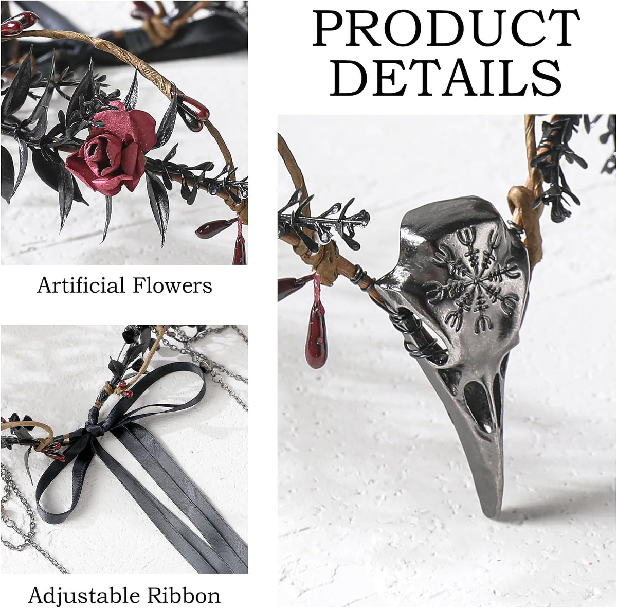 MOSTORY Gothic Crown Crow Headpiece for Women